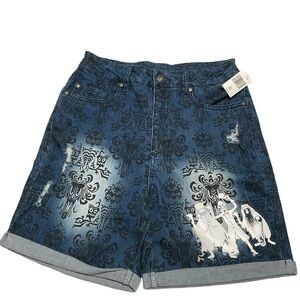 DISNEY NWT Haunted Mansion Hitchhiking Ghost High Rise Shorts‎ = Size S